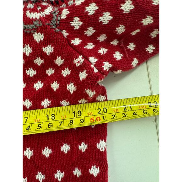 Vintage Christopher & Banks Christmas Holiday Cardigan Size Large Red White - Picture 5 of 6